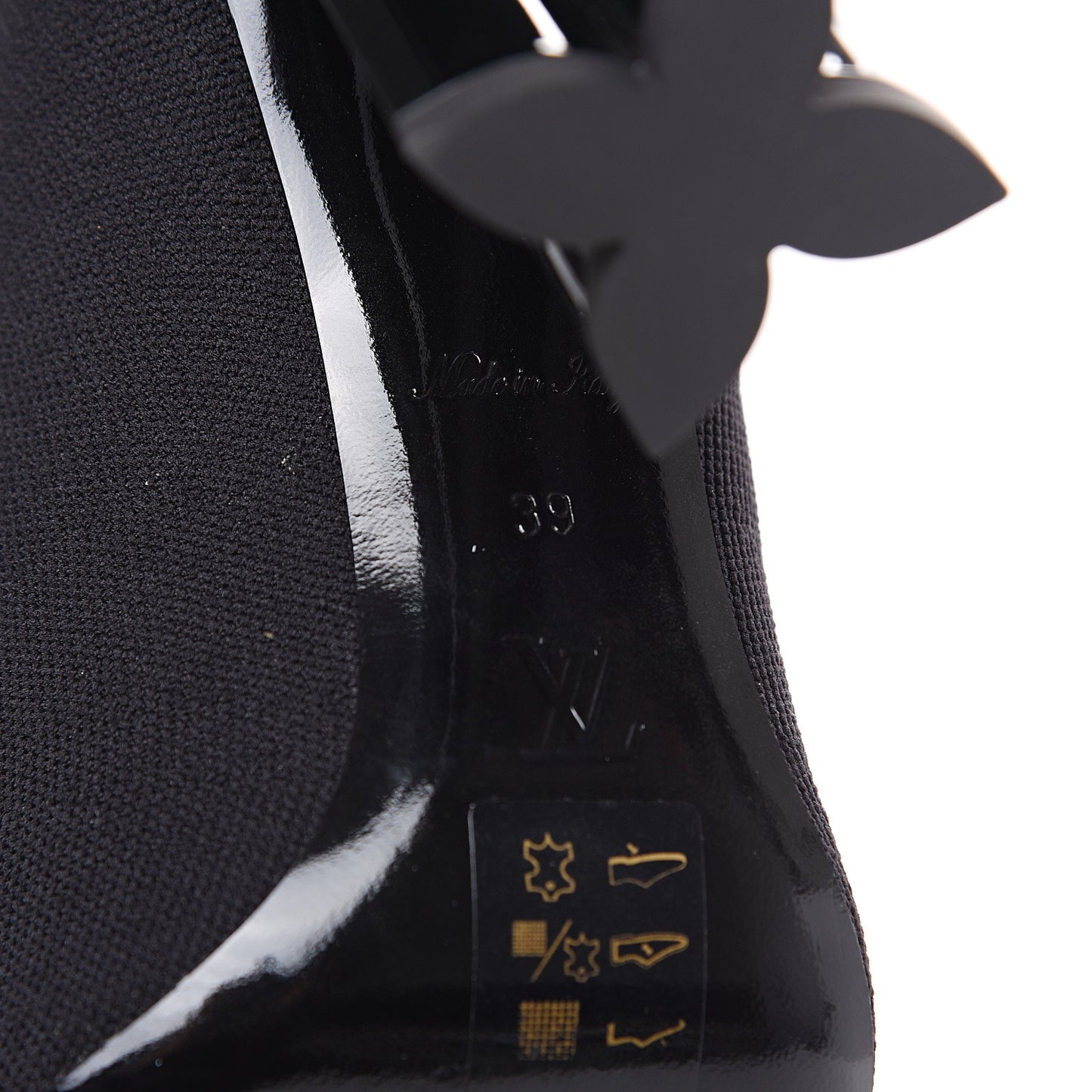 Stretch Fabric LV Black Heart Sock Ankle Boots 39 Black