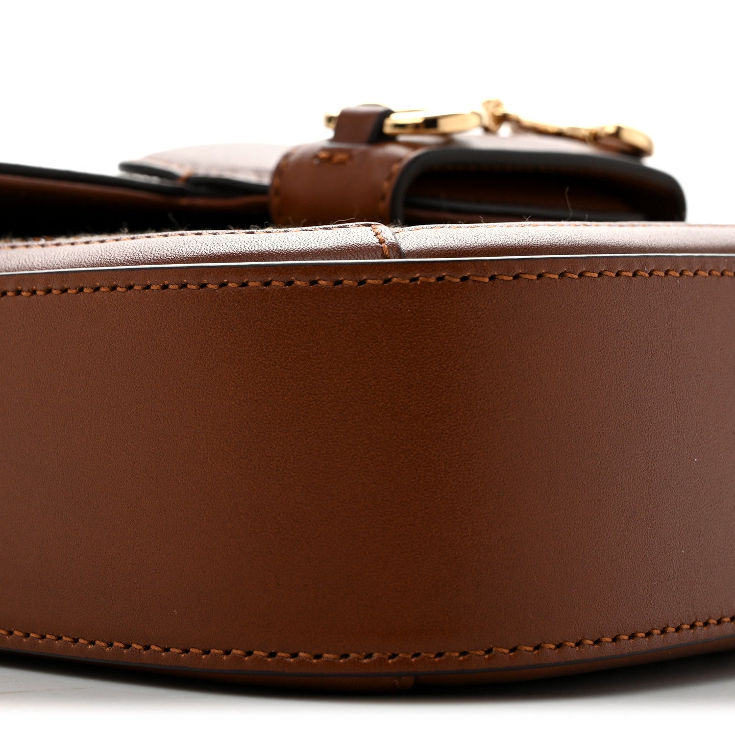 Gucci New Canvas Charisma Calfskin Crystal GG Monogram Mini Horsebit 1955 Shoulder Bag Camel Ebony 9 of 11
