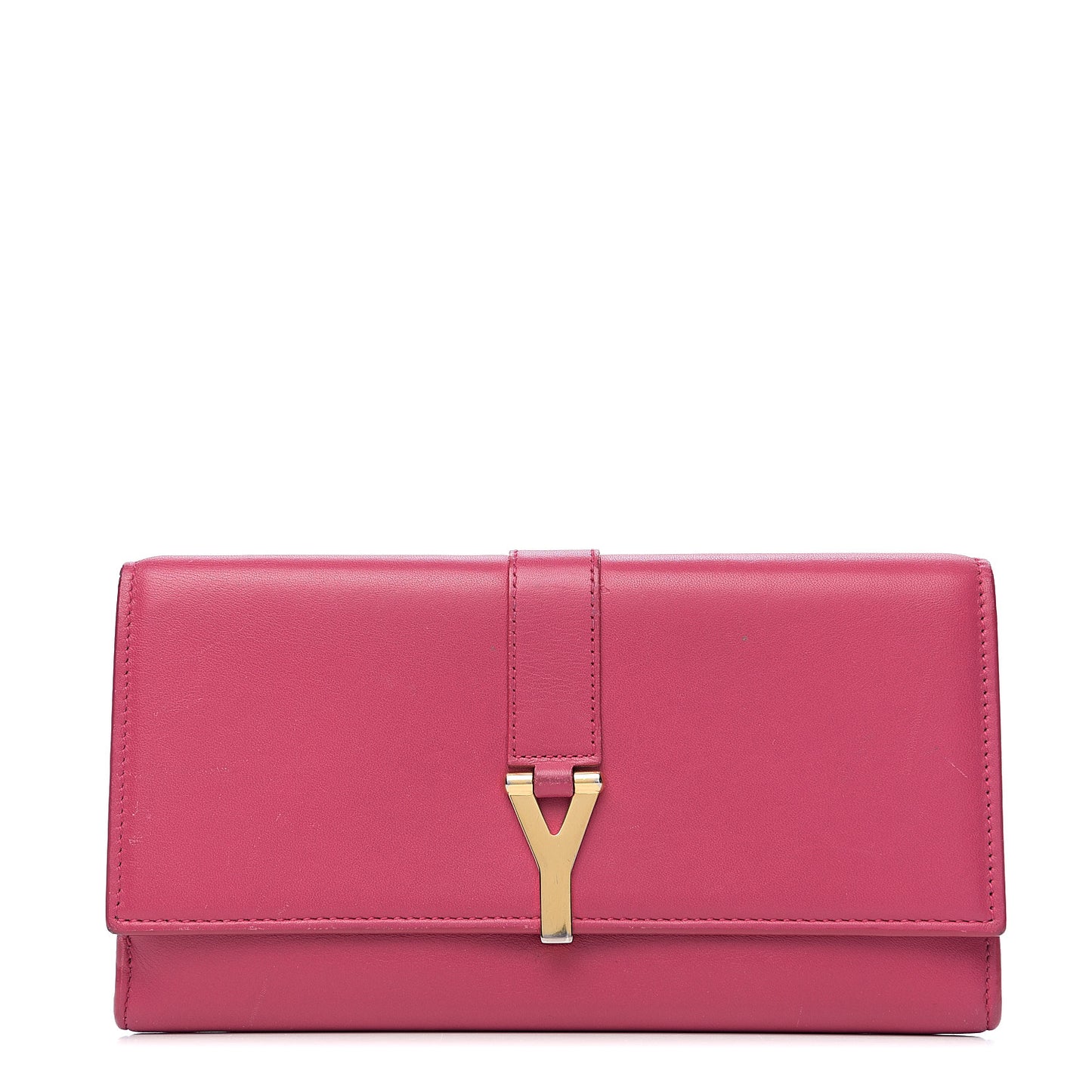 Calfskin Classic Y Ligne Clutch Fuchsia