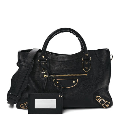 Balenciaga Chevre Gold Metallic Edge Hardware City Black 1 of 9