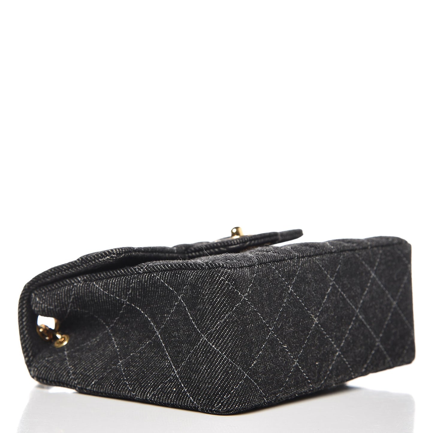 Denim Quilted Mini Square Flap Black