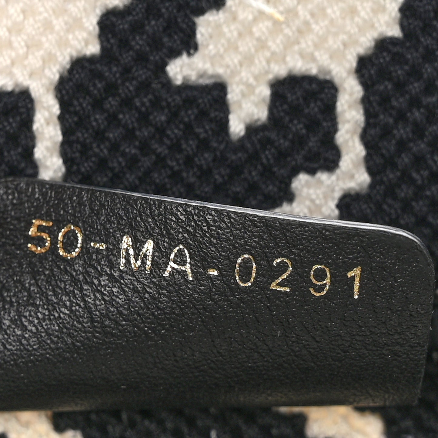 CHRISTIAN DIOR Canvas Macro Houndstooth Embroidered Medium Book Tote Black White