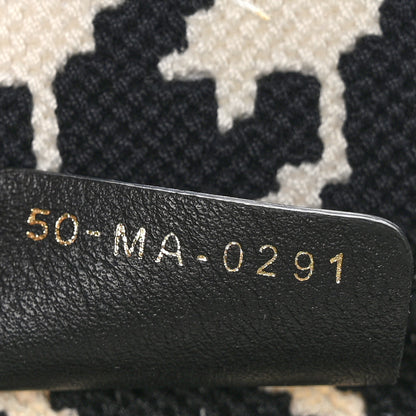 Christian Dior CHRISTIAN DIOR Canvas Macro Houndstooth Embroidered Medium Book Tote Black White 7 of 13