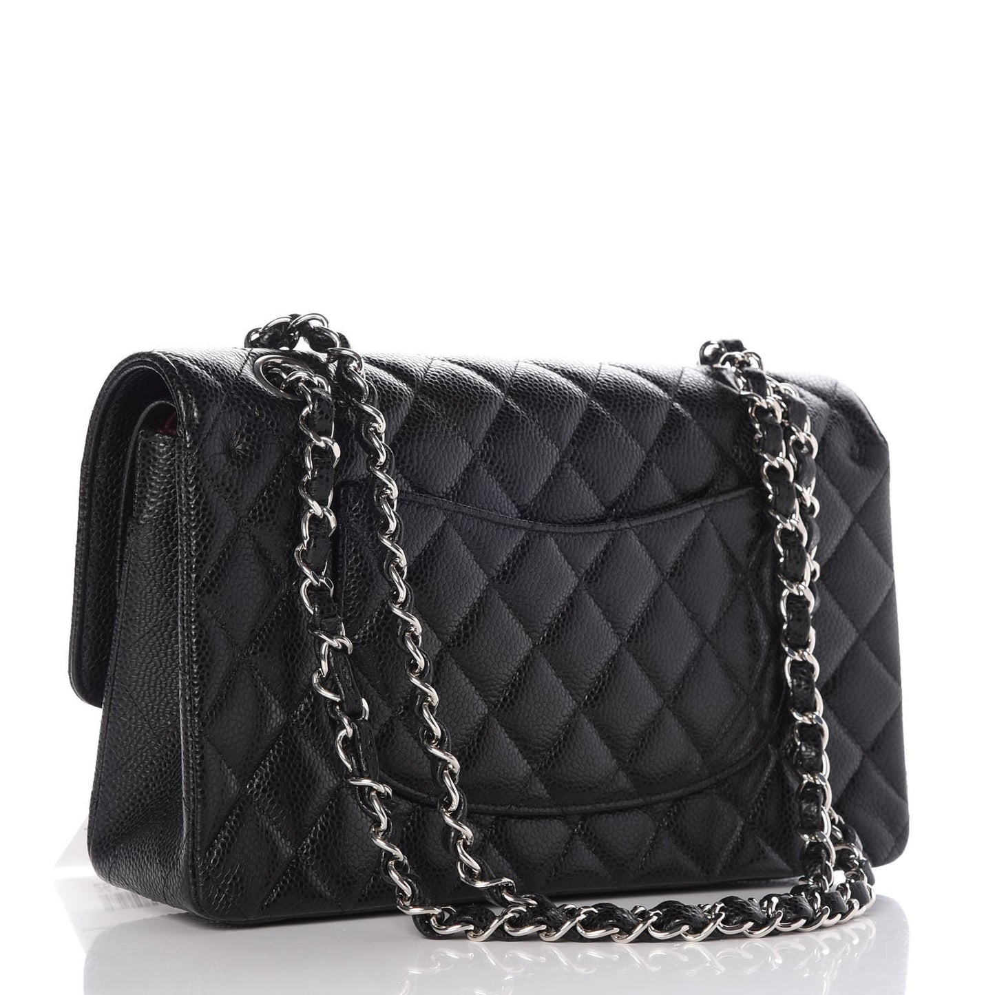 Caviar Quilted Medium Double Flap Black