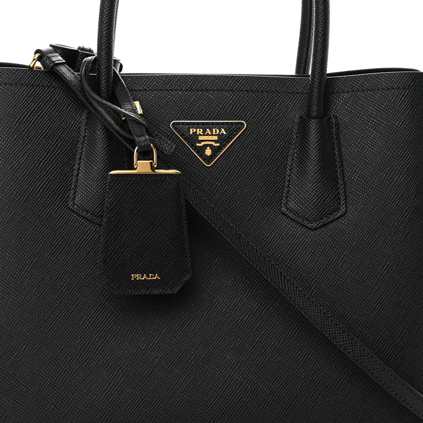 Saffiano Cuir Medium Double Handle Bag Black