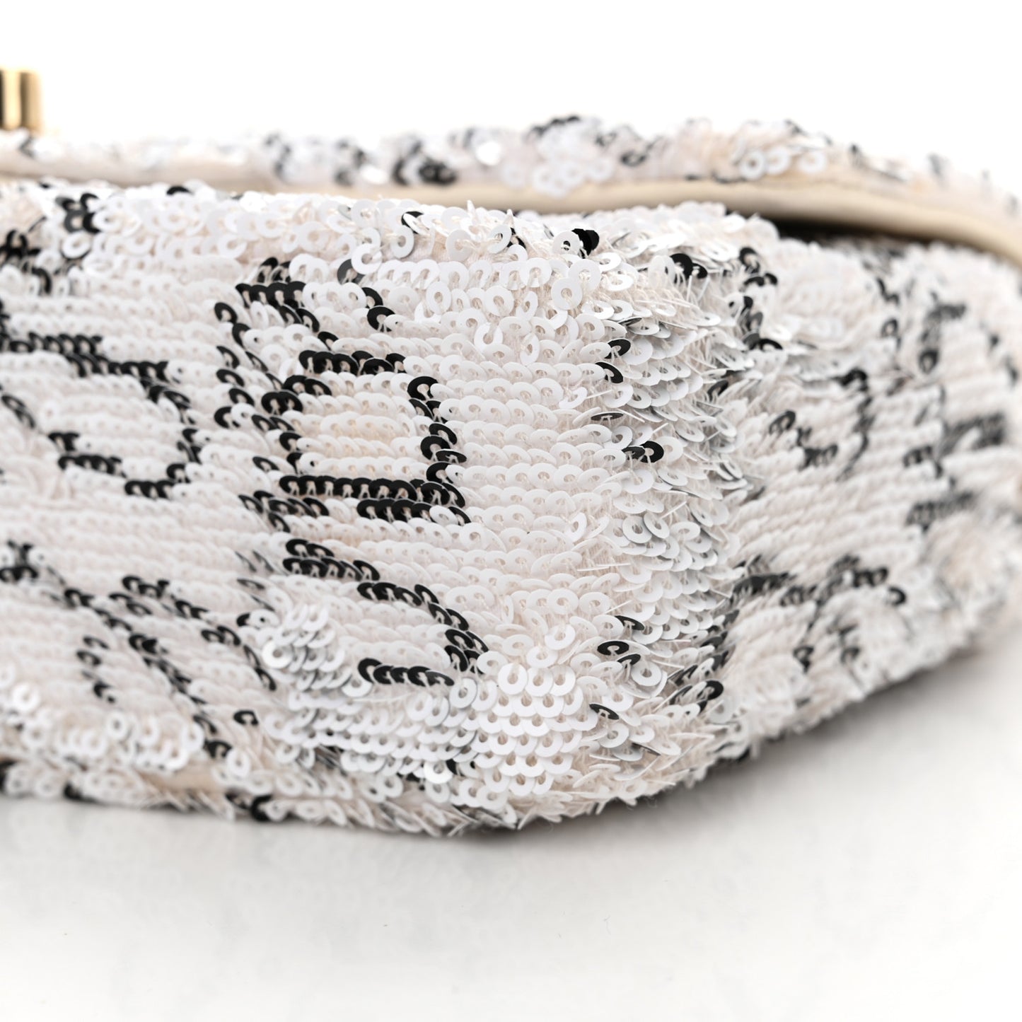 Sequin Logo Mini Rectangular Flap White Black