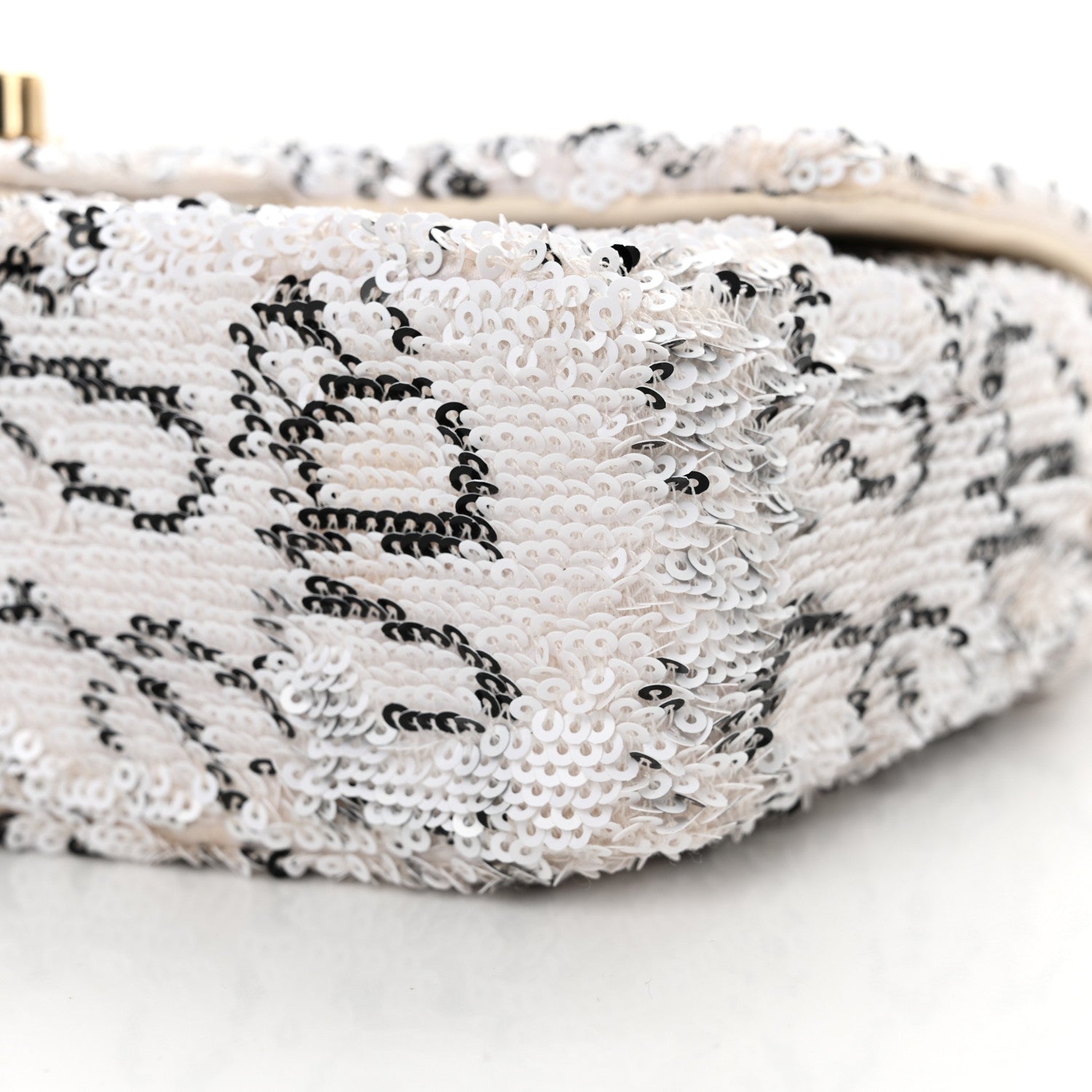 Chanel Sequin Logo Mini Rectangular Flap White Black 10 of 10
