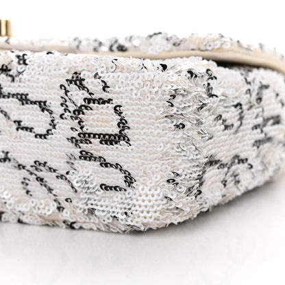 Chanel Sequin Logo Mini Rectangular Flap White Black 10 of 10