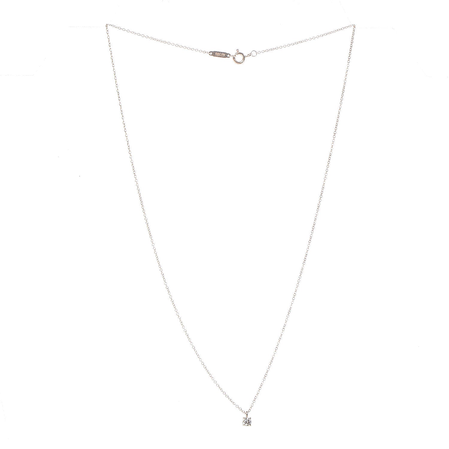Tiffany 18K Rose Gold Diamond .12ct Solitaire Pendant Necklace 1 of 7