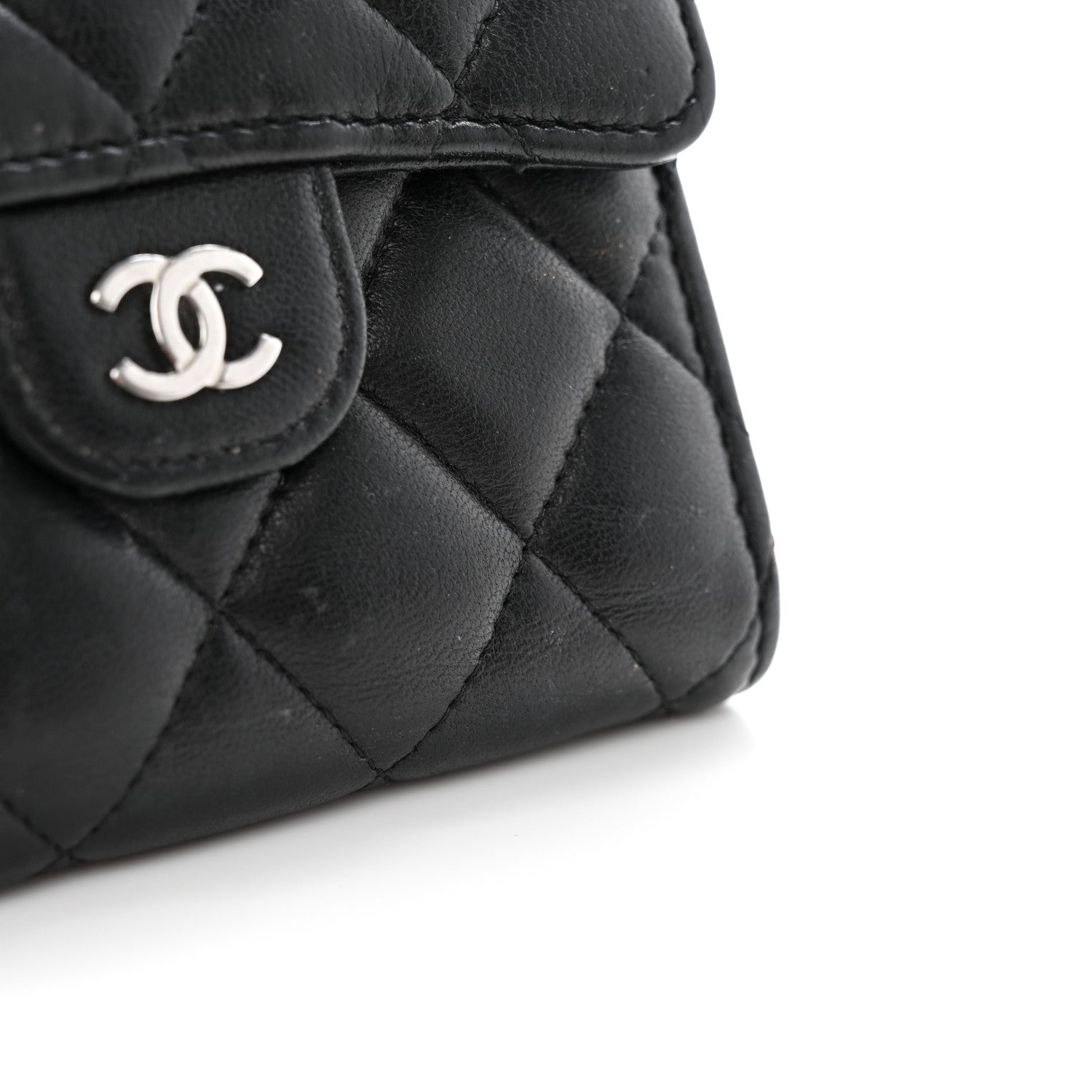 Chanel Lambskin Quilted Compact Flap Wallet Black 13 of 14