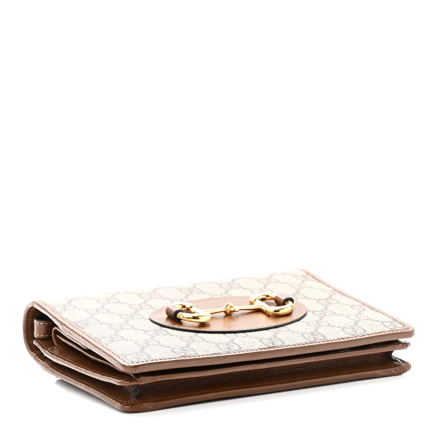 Gucci GG Supreme Monogram Azalea Calfskin Horsebit 1955 Wrist Wallet Beige Ebony Brown Sugar 3 of 10