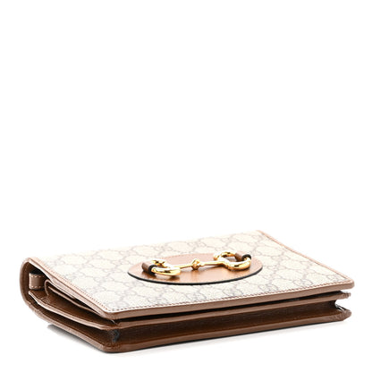 Gucci GG Supreme Monogram Azalea Calfskin Horsebit 1955 Wrist Wallet Beige Ebony Brown Sugar 3 of 10