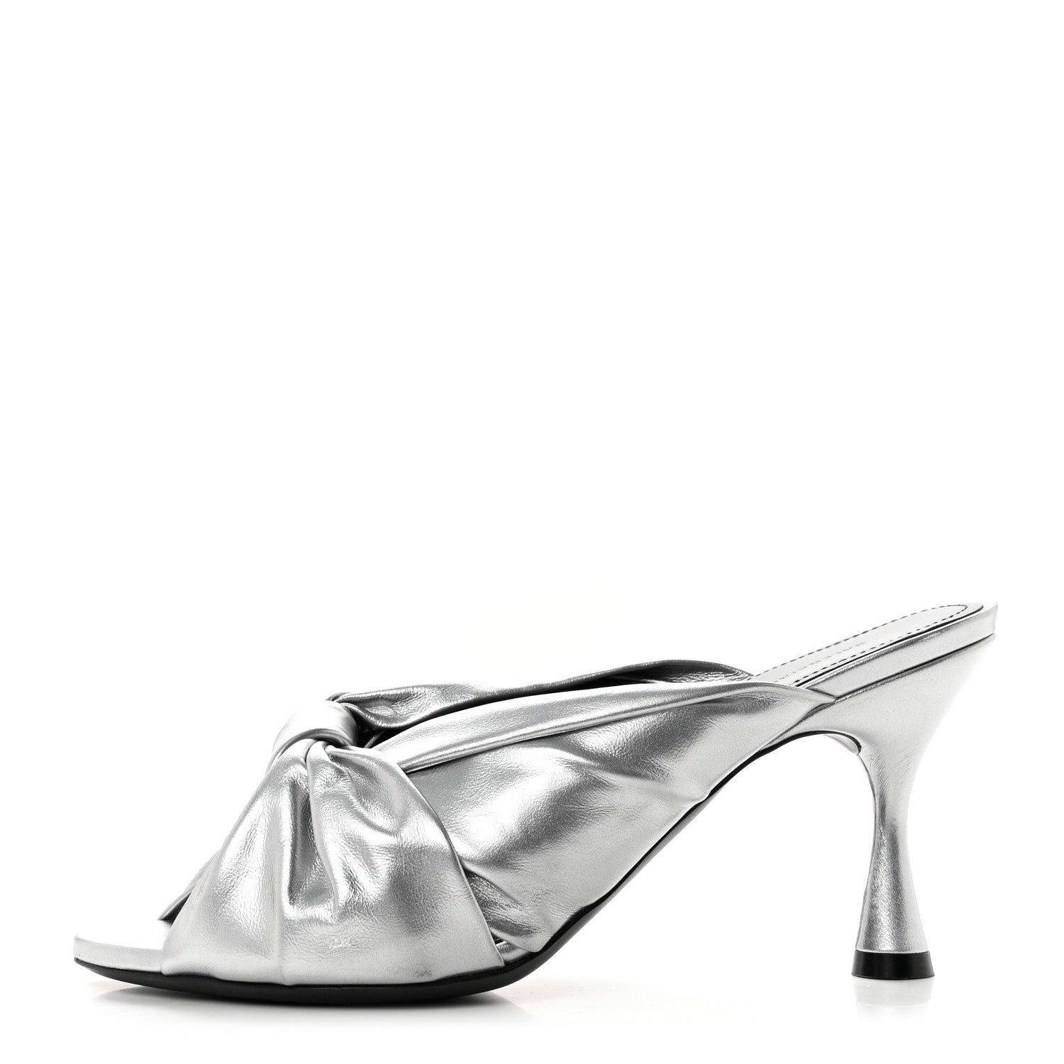 Balenciaga Metallic Smooth Nappa Drapy 80mm Sandals 37.5 Silver 1 of 9