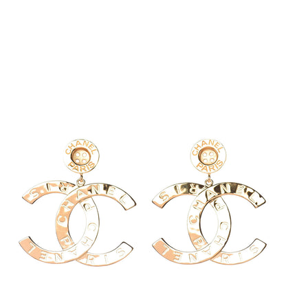 Chanel Metal Large Paris Button Earrings Gold 3 of 7