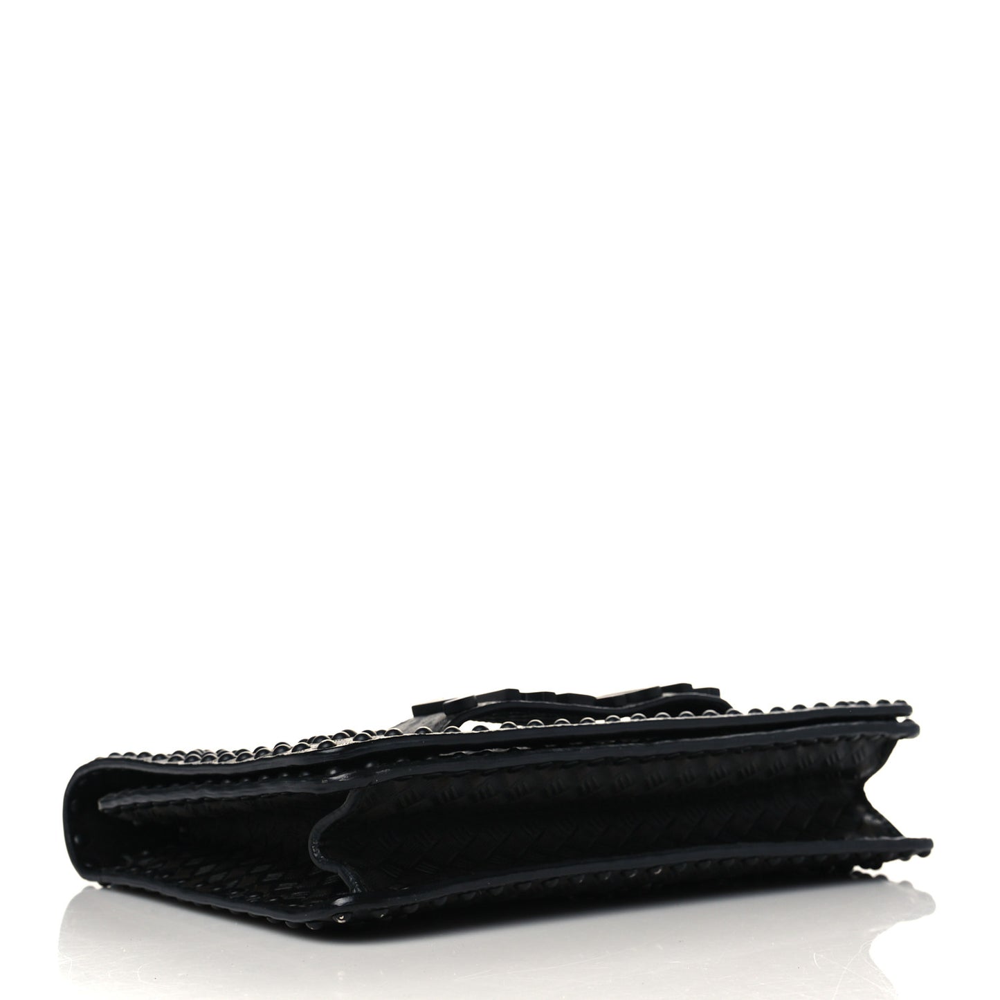Calfskin Embossed Cannage Studded J'Adior Chain Flap Bag Black