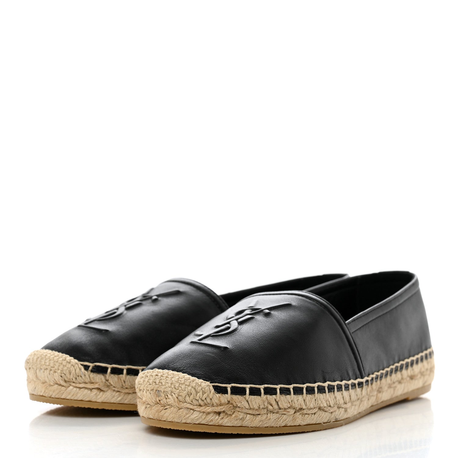 Saint Laurent Lambskin Monogram Espadrilles 36 Black 3 of 9