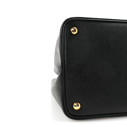 Prada Saffiano Cuir Medium Double Bag Black Fuoco 8 of 9