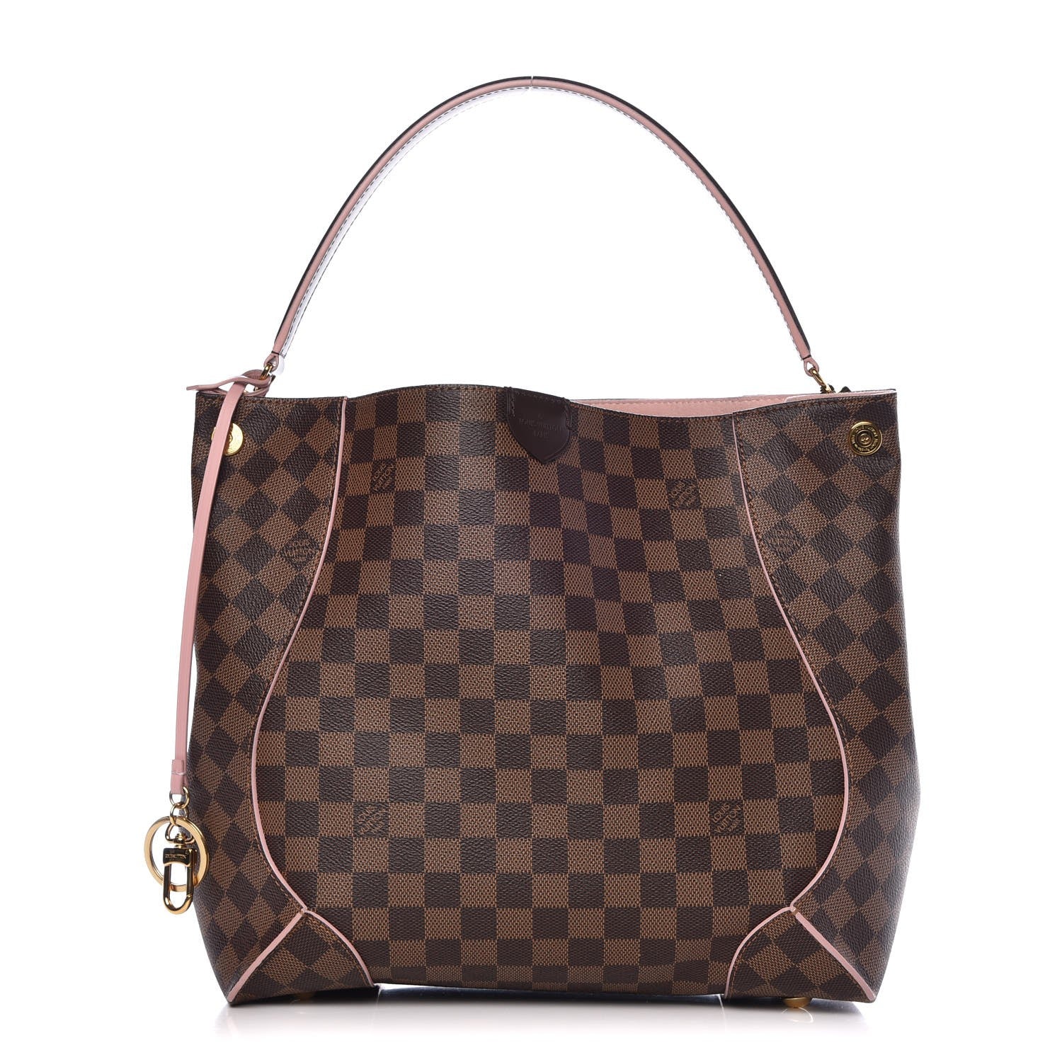Louis Vuitton Damier Ebene Caissa Hobo Rose Ballerine 1 of 9