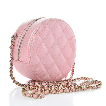 Chanel Iridescent Caviar Quilted Round Clutch With Chain Pink 3 of 8