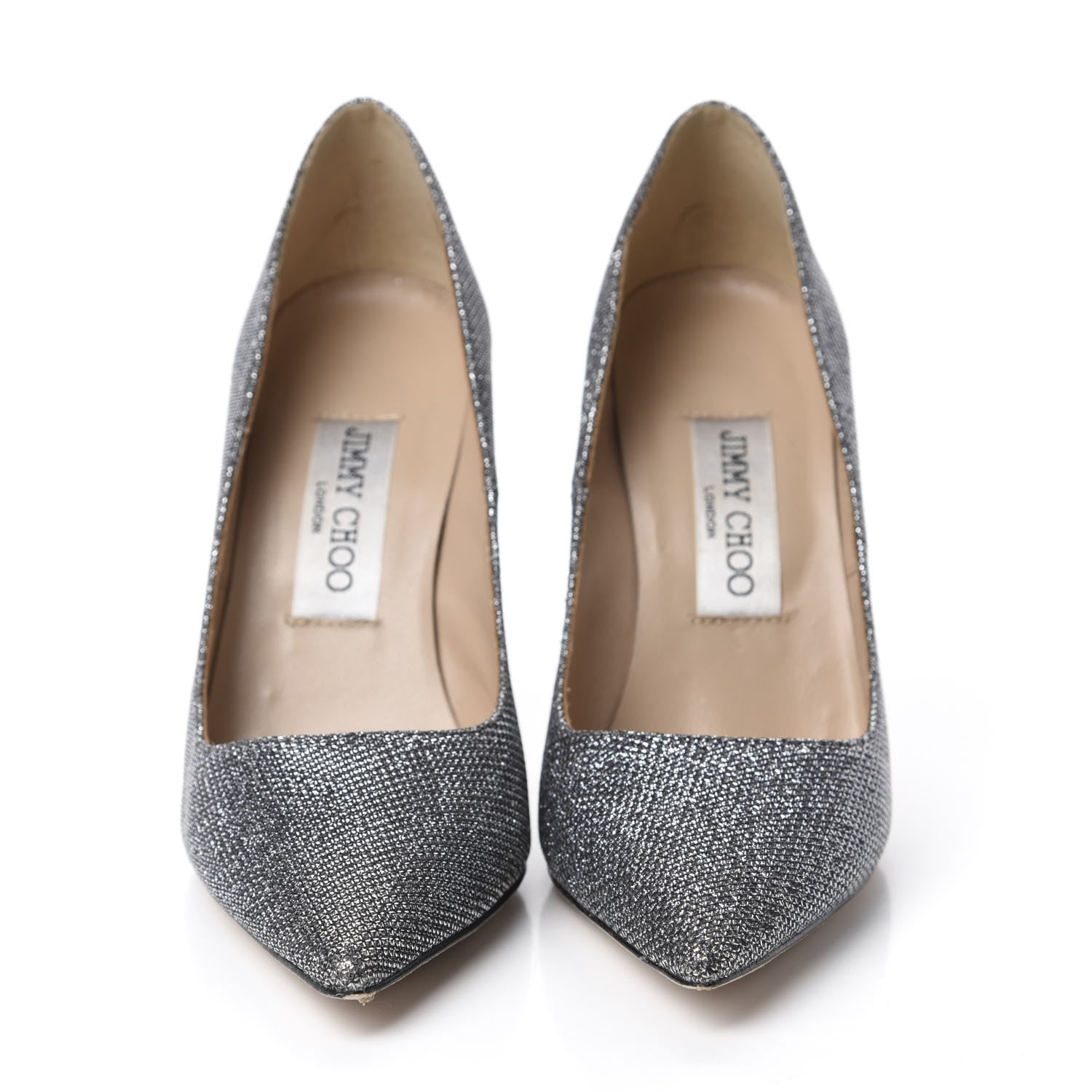 Jimmy Choo Glitter Pointy Toe Romy 100 Pumps 39 Anthracite 2 of 11