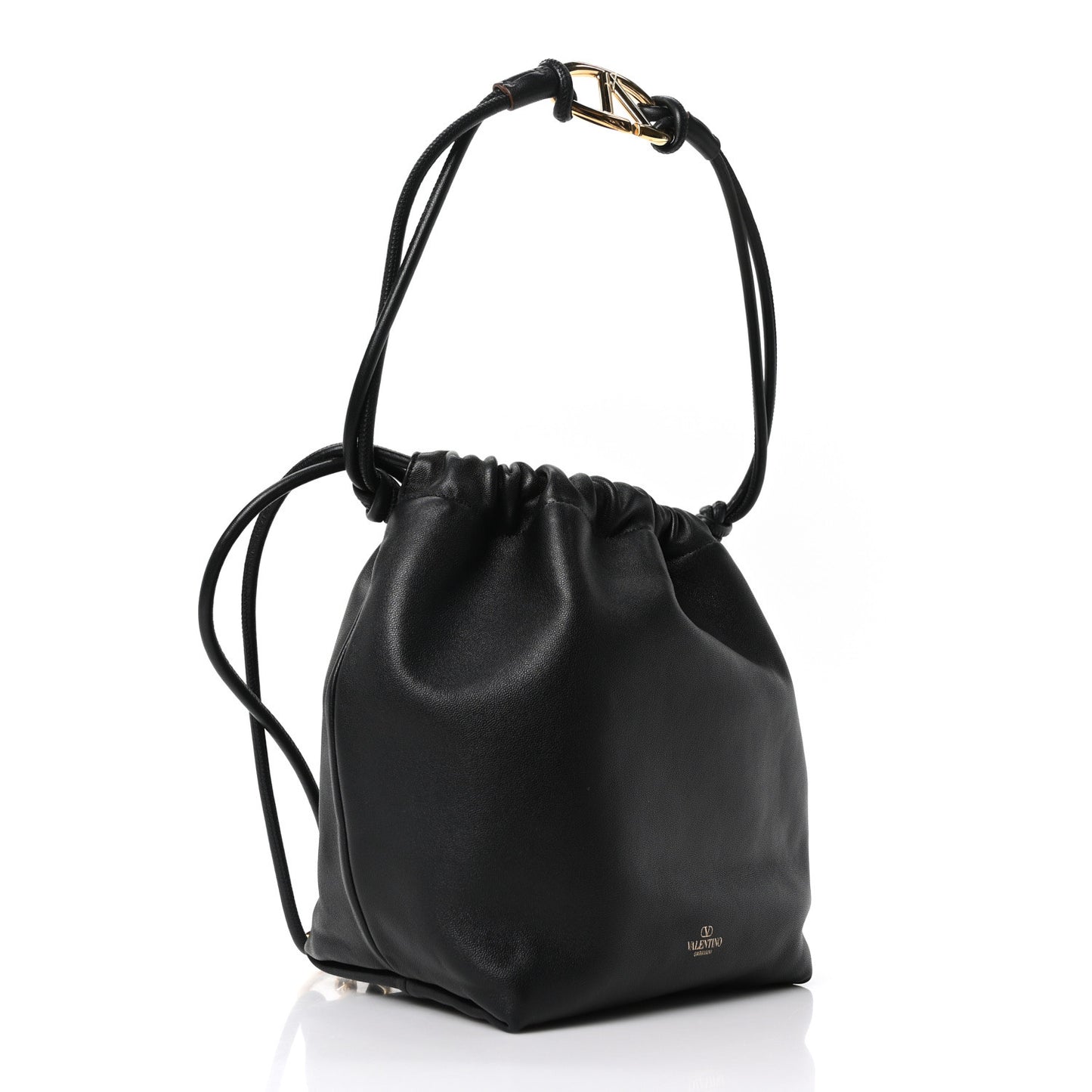 Nappa Vlogo Pouf Bucket Bag Black