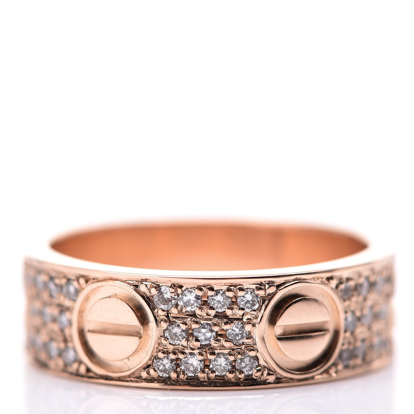18K Pink Gold Diamond 5.5mm LOVE Wedding Paved Band Ring 47 4