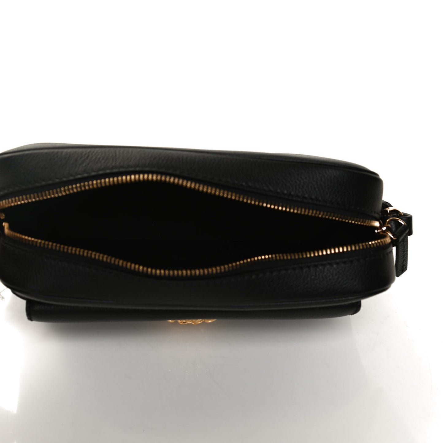 Grained Calfskin Medusa Camera Bag Black