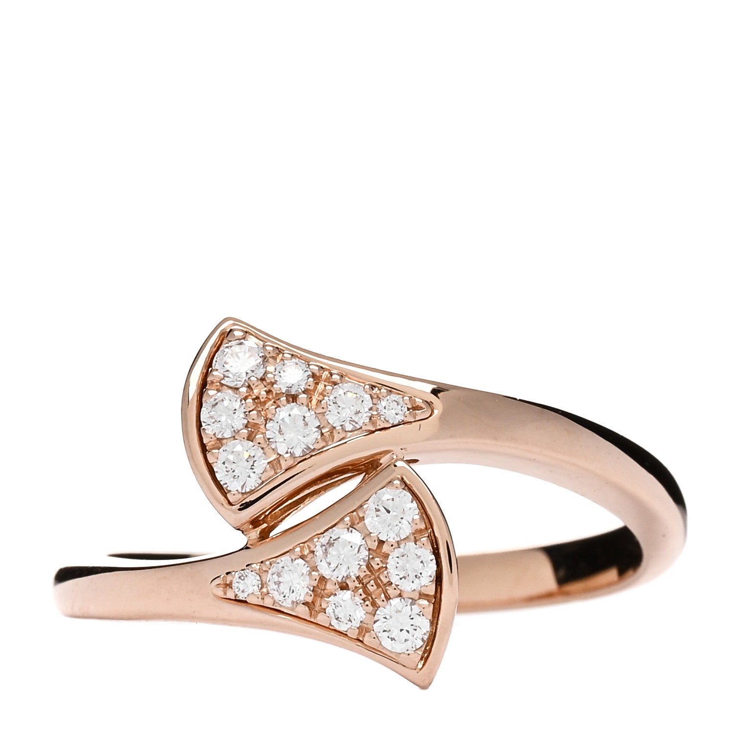 Bulgari 18K Rose Gold Diamond Divas' Dream Ring 54 6.75 1 of 4