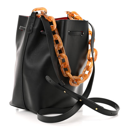 Mansur Gavriel Calfskin Twist Drawstring Bucket Bag Black Flamma 3 of 9