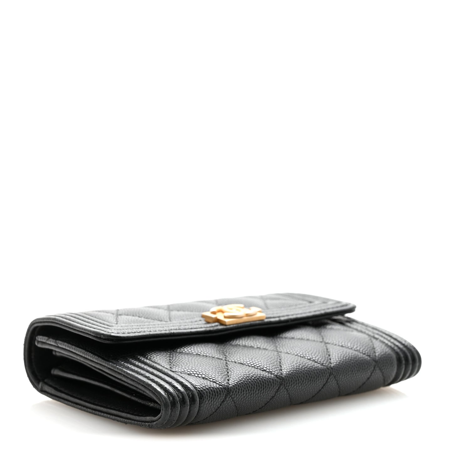 Caviar Quilted Medium Boy Flap Wallet Black