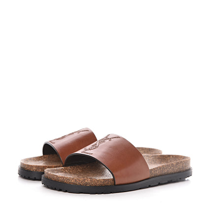 Saint Laurent Calfskin Monogram Jimmy Joan Slide Sandals 37 New Papaya 3 of 9