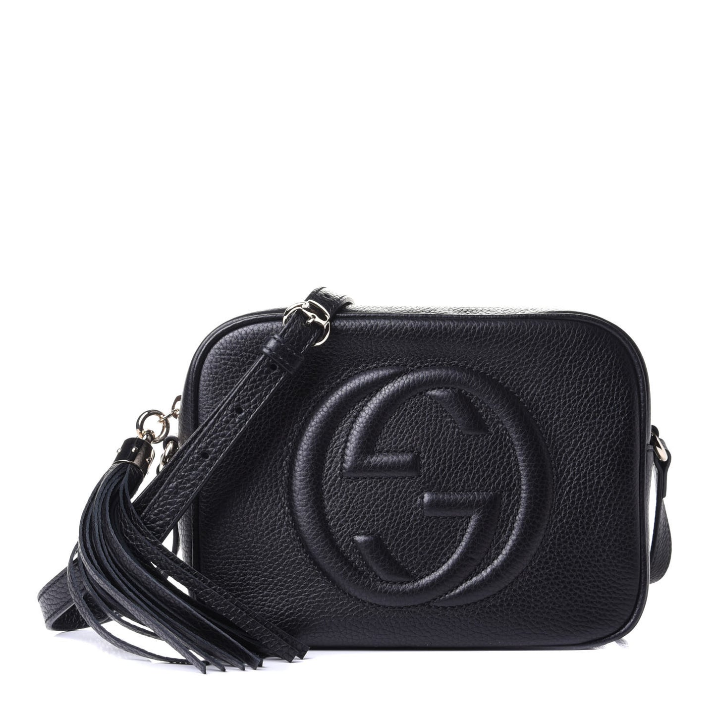 Pebbled Calfskin Small Soho Disco Bag Black