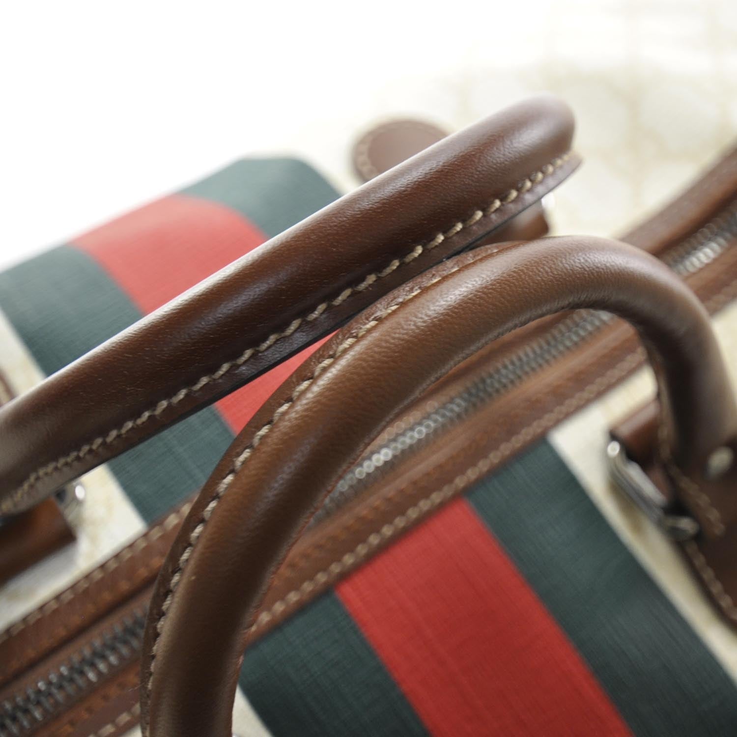 Gucci GG Plus Monogram Web Stripe Large Carry On Duffle Tan 4 of 9