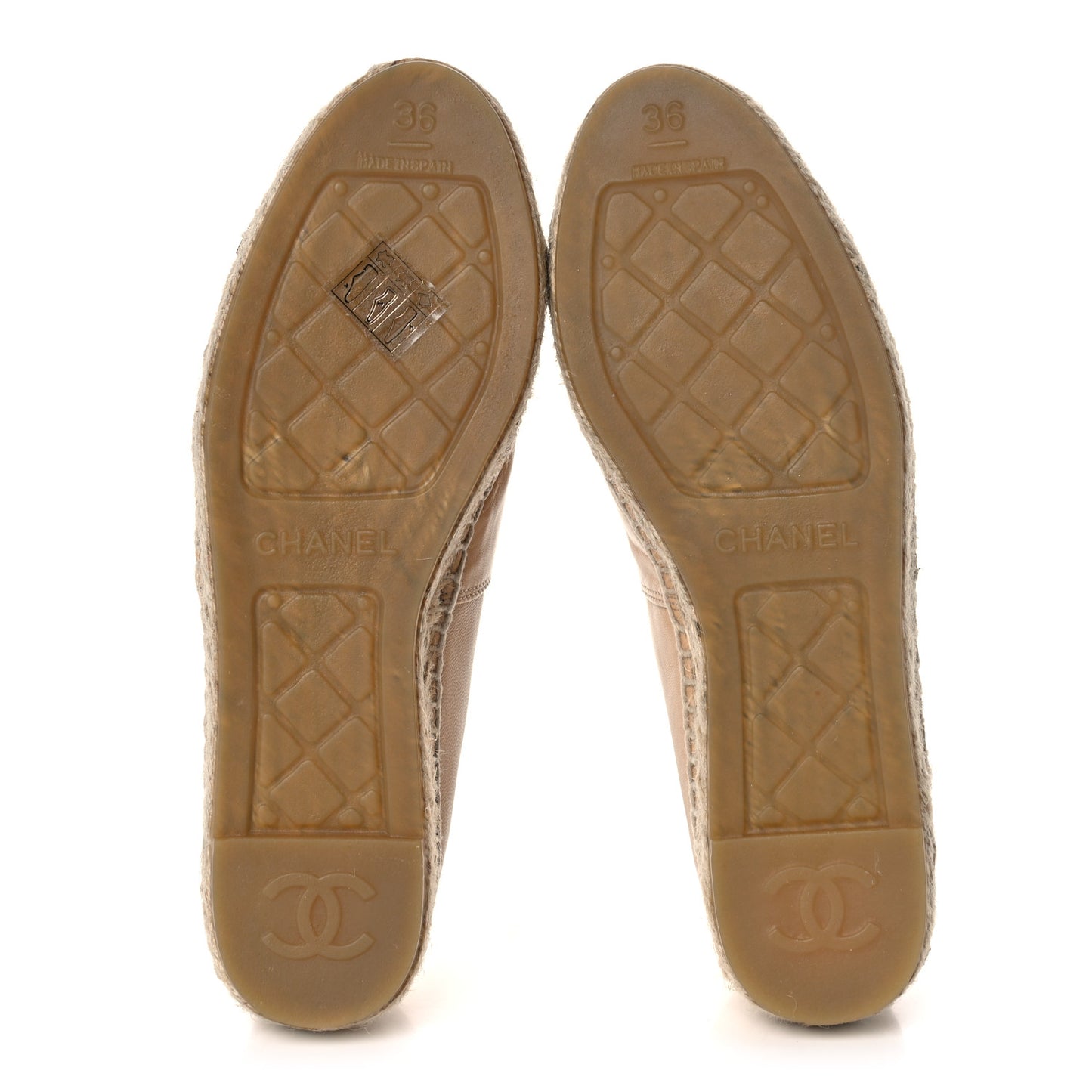 Lambskin CC Espadrilles 36 Beige Black