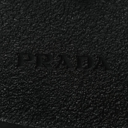 Prada Vitello Lux Nylon Metal Triangle Logo Monolith Pouch Pocket 55mm Tall Combat Boots 38.5 Black 8 of 12