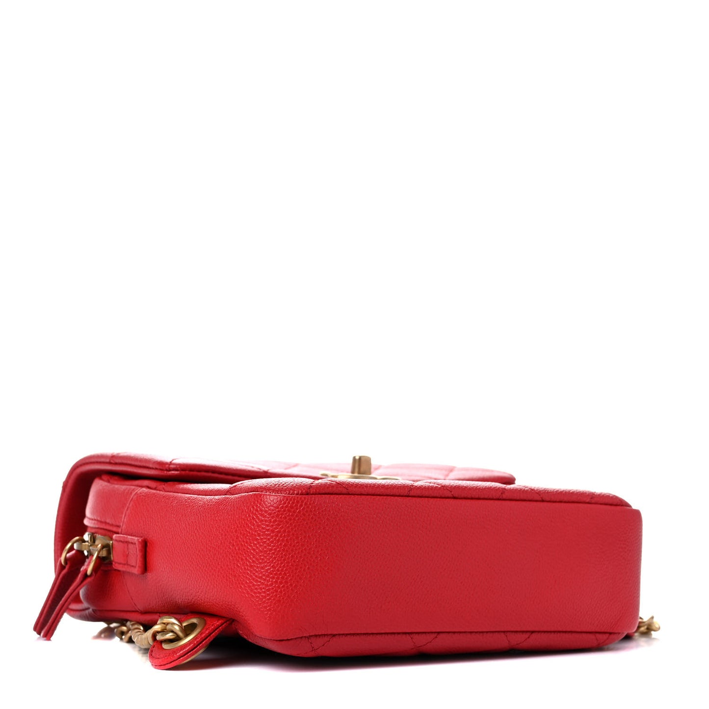 Shiny Caviar Quilted Chain Melody Backpack Red