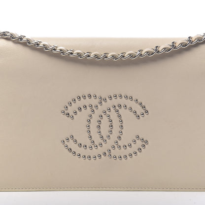 Chanel Lambskin Studded CC Wallet On Chain WOC Beige 14 of 14