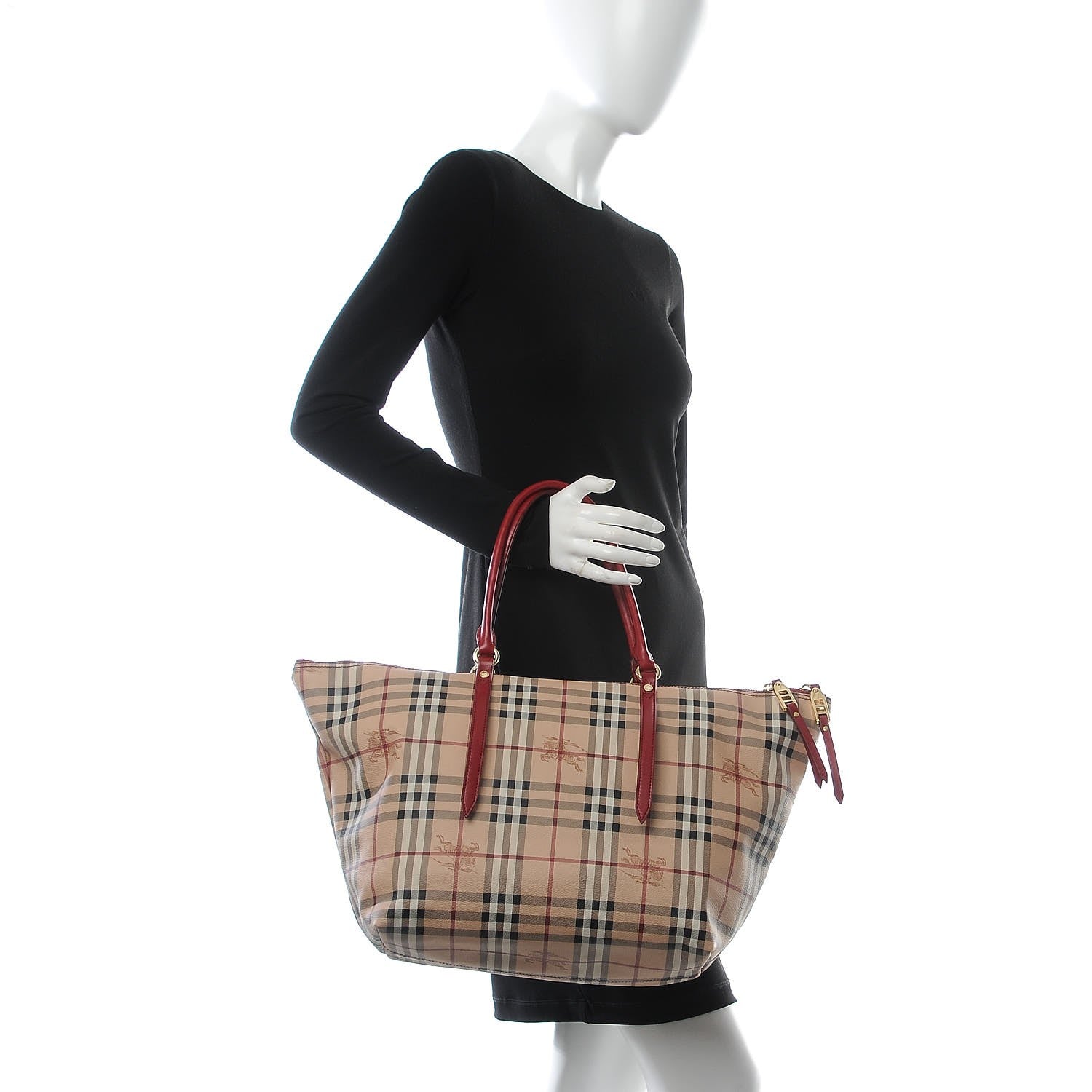 Burberry Haymarket Check Medium Salisbury Tote Military Red 2 of 9
