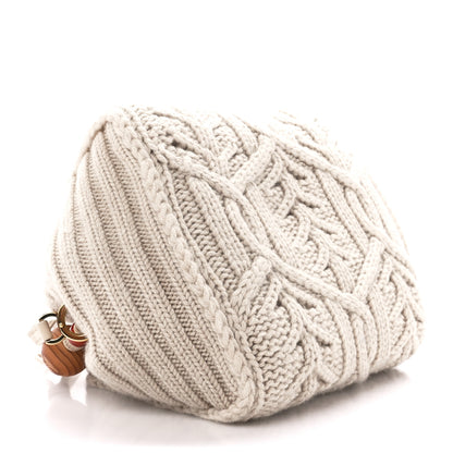 Loro Piana Cashmere Cable Knit Pontaccio Puffy Pouch Clutch Bag Beige 4 of 9