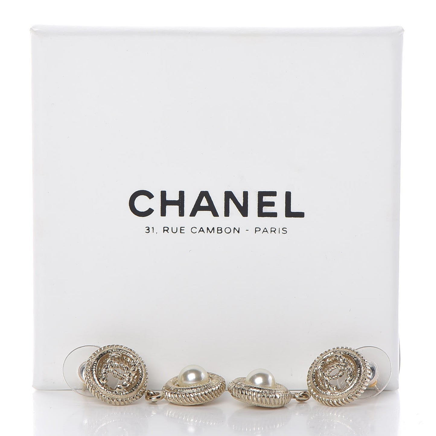 Pearl CC Drop Earrings Gold