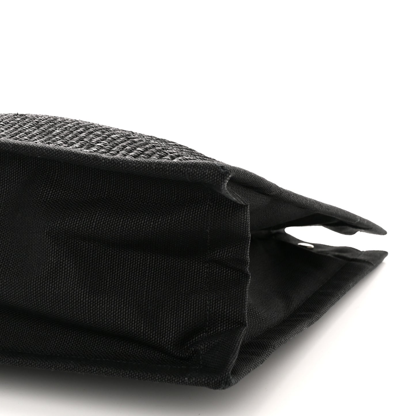 Raffia Linen Calfskin Rive Gauche Tote Black