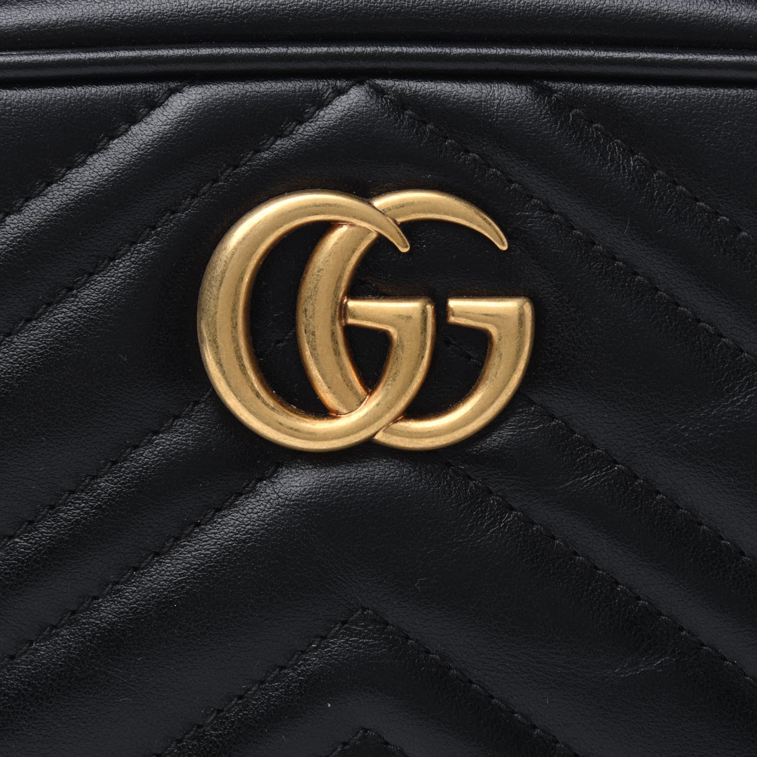 Gucci Calfskin Matelasse Mini GG Marmont Chain Shoulder Bag Black 6 of 6