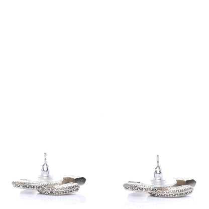 Chanel Baguette Crystal CC Earrings Silver Black 3 of 4