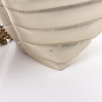 Saint Laurent Metallic Calfskin Y Quilted Small Loulou Monogram Chain Satchel Platino 11 of 12