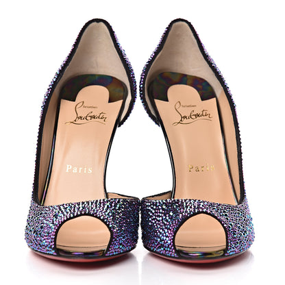 Christian Louboutin Strass Suede Calfskin Demi You 100 Pumps 38.5 Black Green 2 of 10