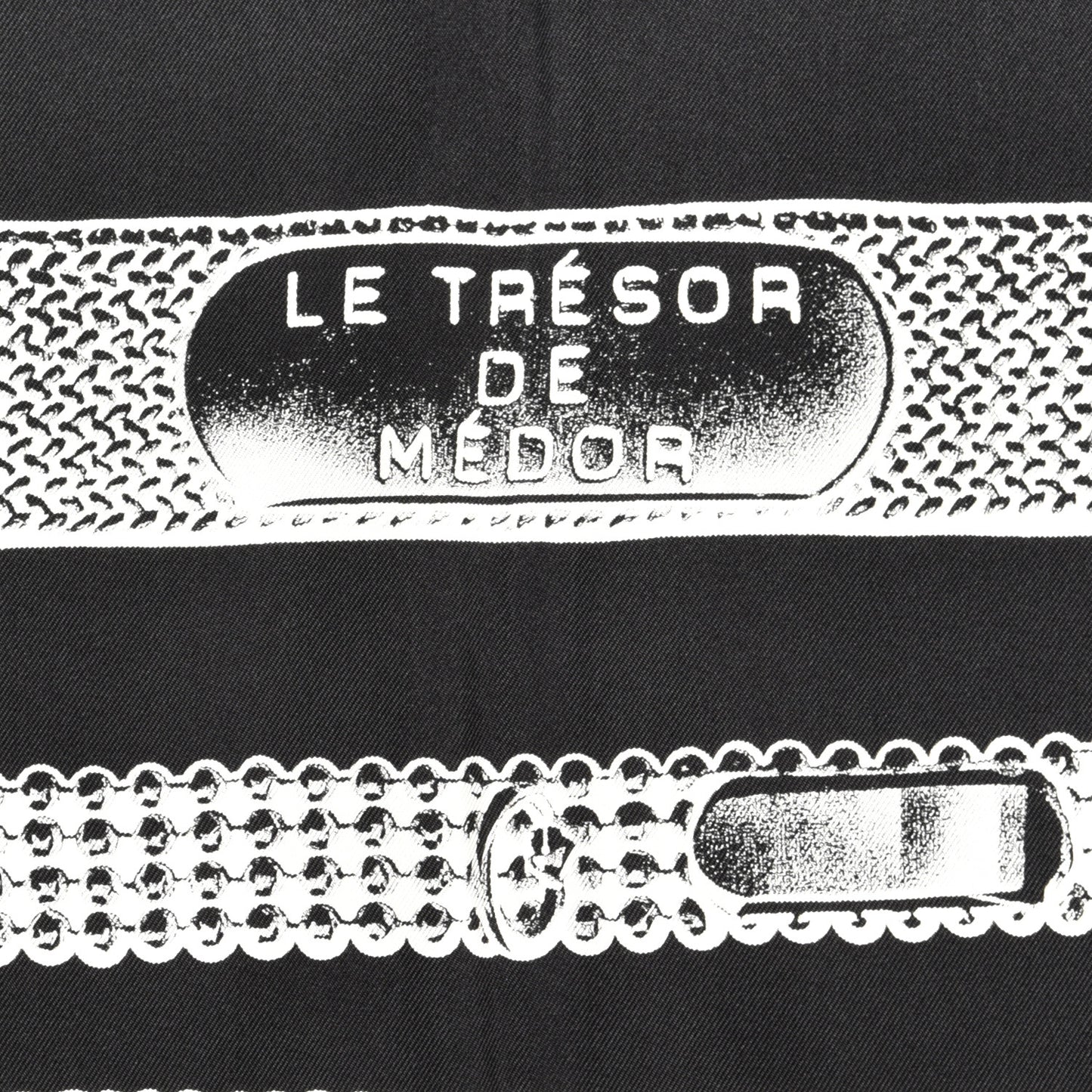Silk Le Tresor De Medor Scarf 90 Black Creme