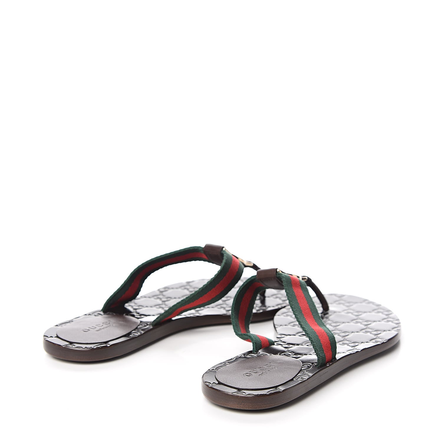 Gucci Nylon Guccissima Web Womens Thong Sandals 35.5 Green Red Cocoa 4 of 9