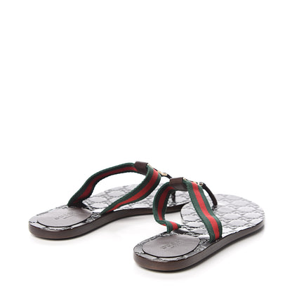 Gucci Nylon Guccissima Web Womens Thong Sandals 35.5 Green Red Cocoa 4 of 9