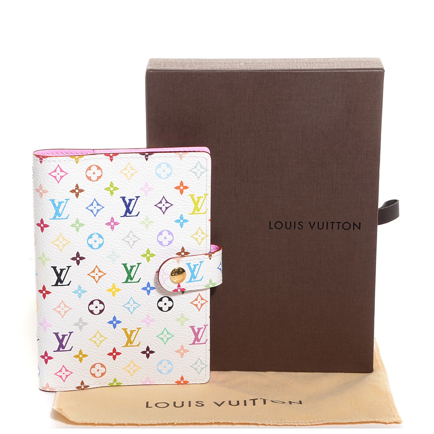 Louis Vuitton Monogram Multicolor Small Ring Agenda Cover White Litchi 5 of 8