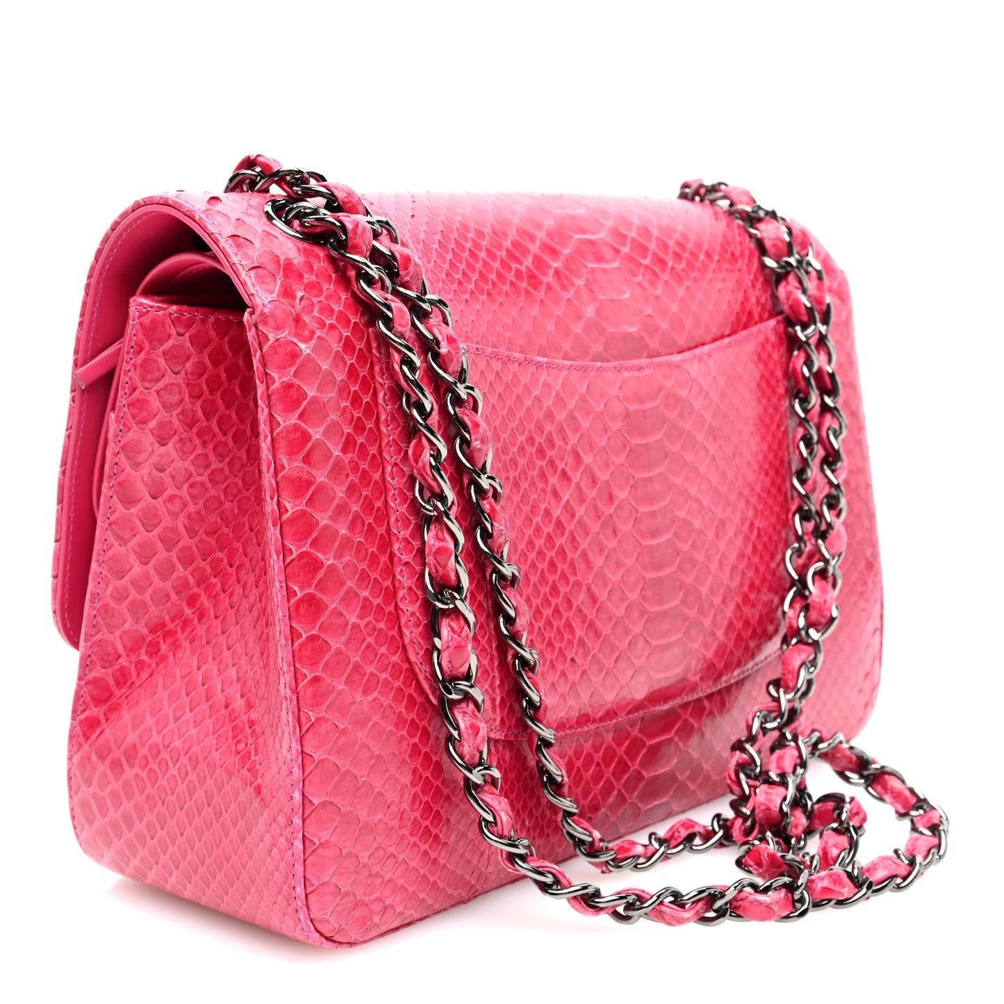 Snakeskin Jumbo Double Flap Pink
